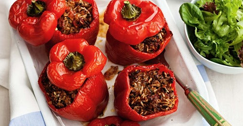 Greek-style stuffed capsicums
