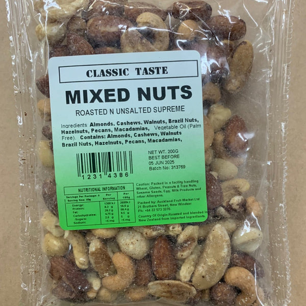 Mixed Nuts Roasted and Unsalted Supreme 200g