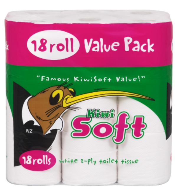 Toilet Rolls Kiwisoft White 2 Ply 18pk