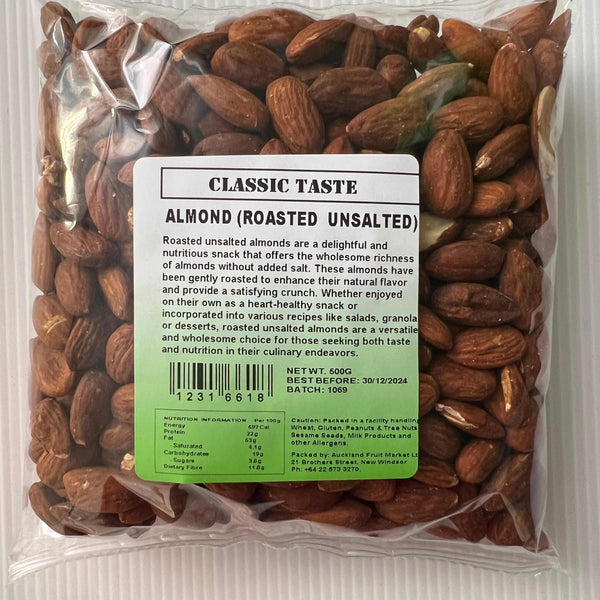 Almonds Roasted No Salted 500g