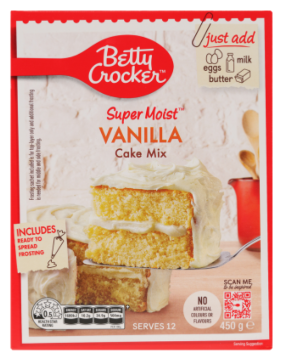 Cake Betty Crocker Super Moist Vanilla Mix 450g