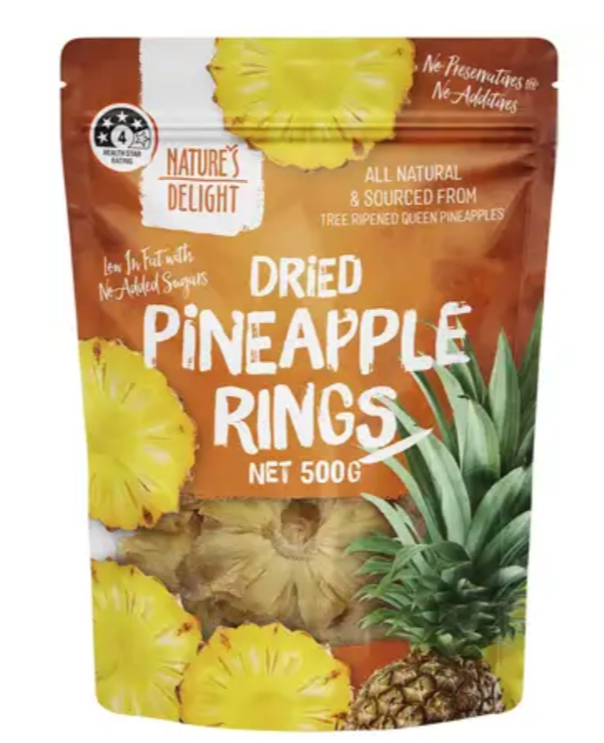 Pineapple Dried Rings Natures Delight 500g*