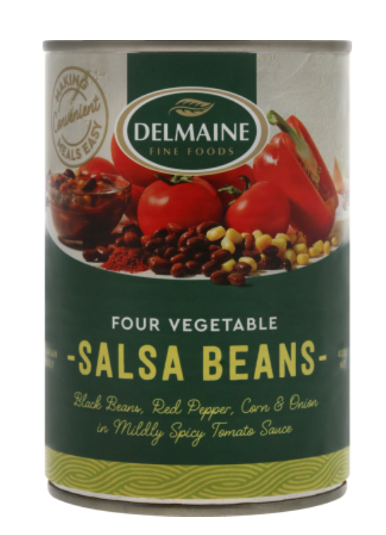 Beans Salsa Four Vegetable Delmaine 400g