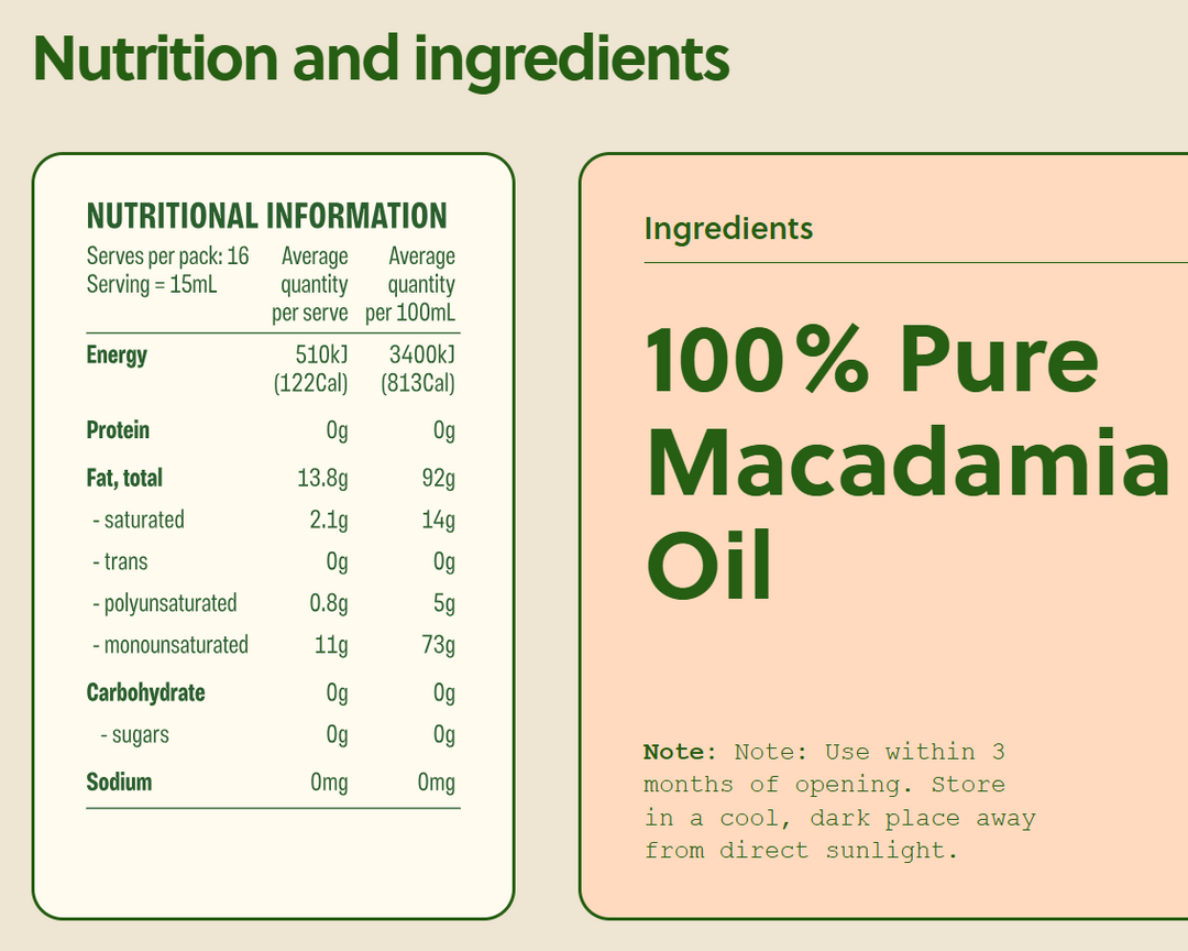 Macadamia Oil Extra Virgin Luvo 250ml