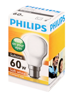 Light Bulb Philips Softone 60W Bayonet 1pk