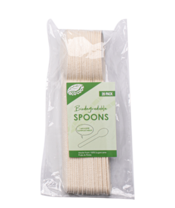 Eco Cook Biodegradable Sugarcane Bagasse Spoons 20s