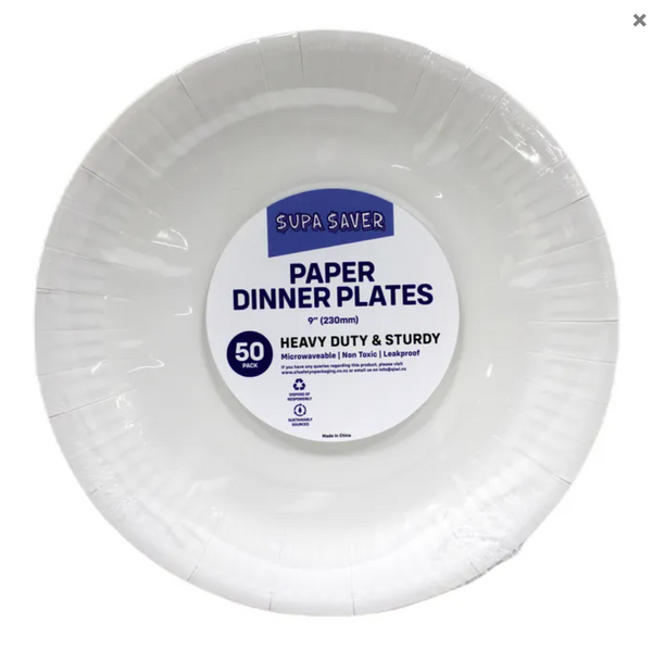 Plates Dinner Supa Saver 9 inch Paper 50's